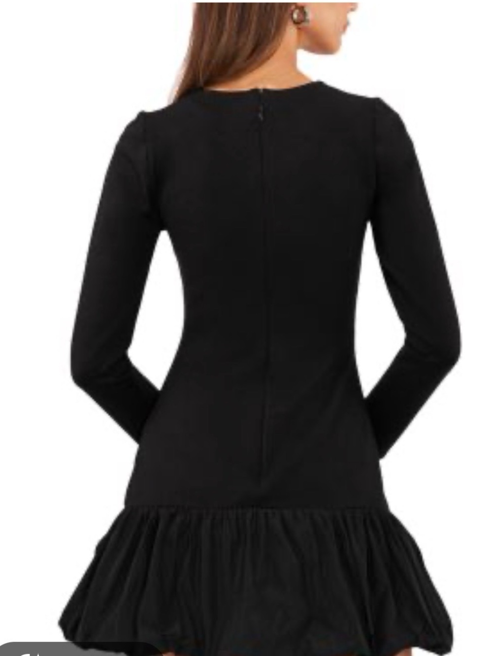 1. State Black Long-Sleeve Ruffle-Hem Dress